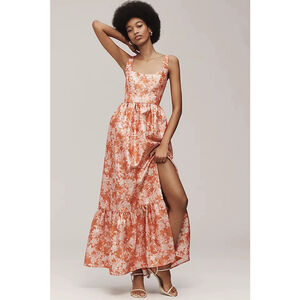 Women's Hutch Orange White Floral Maxi Dress Size 4 $325 MSRP